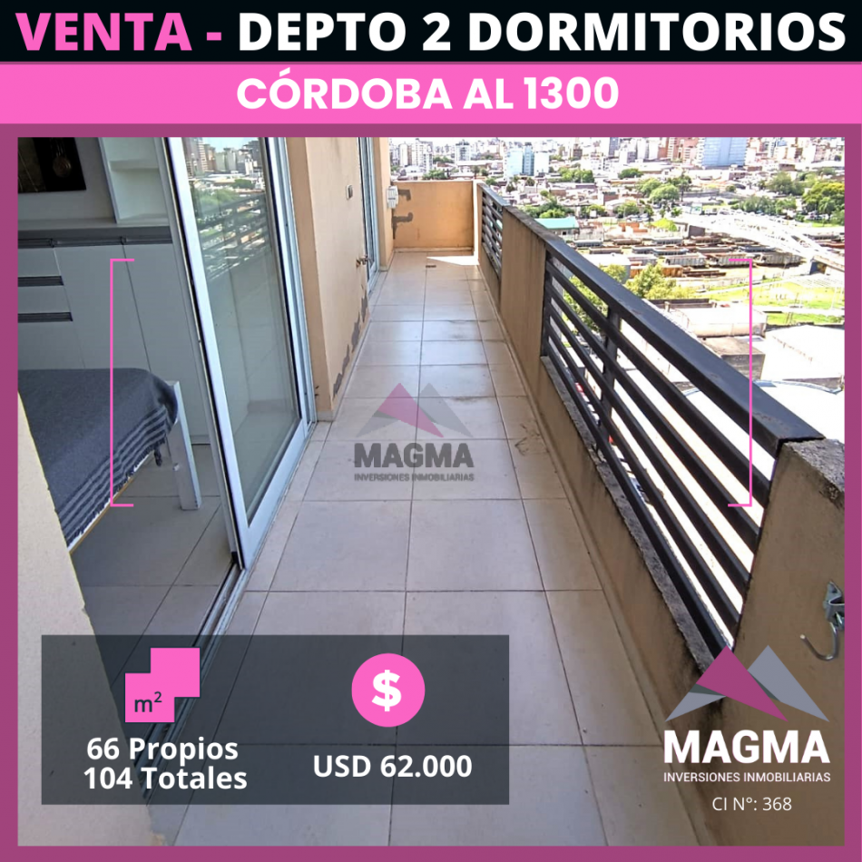 VENTA Impecable Depto Amoblado  de 2 Dormitorios  en Cordoba al 1300 